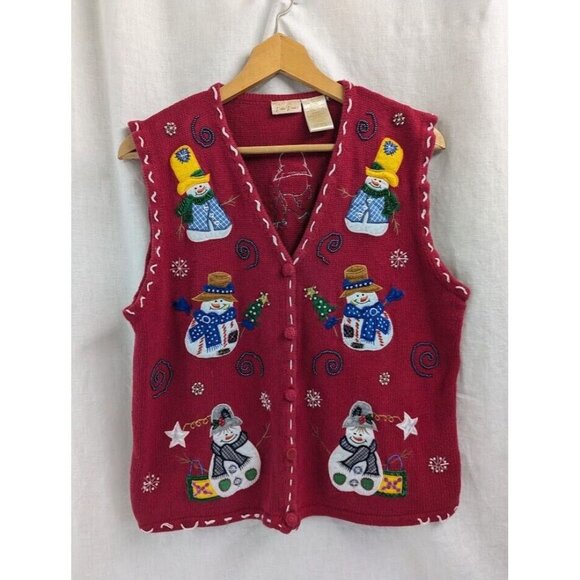 Bobbie Brooks Sweaters - Bobbie Brooks vintage 90's Snowman Christmas knit vest women's size 12/14
